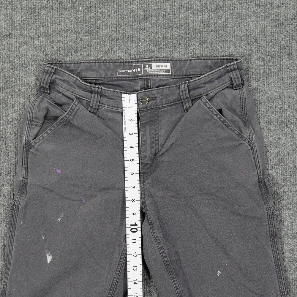 Carhartt Pants Womens 8 Gray Rugged Flex Loose Fit Canvas Work Utility Carpenter - Picture 5 of 11